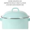 imageMartha Stewart Thayer 64Quart Enamel On Steel Scratch Resistant Dutch Oven wLid  Martha Blue Induction Safe64Quart Dutch Oven