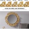 imageMartha Stewart Wall Dcor Large Gingko Leaf Round Wall Mirror for Living Room Iron Metal Plate Frame Antique Finish Ready to Hang Bedroom Decoration Eden 305quot GoldGold
