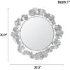 imageMartha Stewart Wall Dcor Large Gingko Leaf Round Wall Mirror for Living Room Iron Metal Plate Frame Antique Finish Ready to Hang Bedroom Decoration Eden 305quot GoldSilver