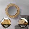 imageMartha Stewart Wall Dcor Large Gingko Leaf Round Wall Mirror for Living Room Iron Metal Plate Frame Antique Finish Ready to Hang Bedroom Decoration Eden 305quot GoldGold