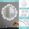 imageMartha Stewart Wall Dcor Large Gingko Leaf Round Wall Mirror for Living Room Iron Metal Plate Frame Antique Finish Ready to Hang Bedroom Decoration Eden 305quot GoldWhite