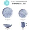 imageMartha Stewart Warham Splatter Handpainted Stoneware Dinnerware Set  Blue Service for 4 16pcs