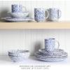 imageMartha Stewart Warham Splatter Handpainted Stoneware Dinnerware Set  Blue Service for 4 16pcs