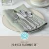 imageMartha Stewart Watercliffe 16 pc Flatware Set Stainless Steel wABS Handle  Warm GreyPerrine Mirror Polish