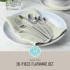 imageMartha Stewart Watercliffe 16 pc Flatware Set Stainless Steel wABS Handle  Warm GreySouthland Mirror Polish