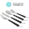 imageMartha Stewart Watercliffe 16 pc Flatware Set Stainless Steel wABS Handle  Warm GreyWatercliffe Black