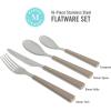 imageMartha Stewart Watercliffe 16 pc Flatware Set Stainless Steel wABS Handle  Warm GreyWatercliffe Warm Grey