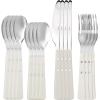 imageMartha Stewart Watercliffe 16 pc Flatware Silverware Set  Stainless Steel Utensils  Forks Spoons Knives  Martha BlueWatercliffe Linen