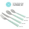 imageMartha Stewart Watercliffe 16 pc Flatware Silverware Set  Stainless Steel Utensils  Forks Spoons Knives  Martha BlueWatercliffe Martha Blue