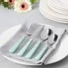imageMartha Stewart Watercliffe 16 pc Flatware Silverware Set  Stainless Steel Utensils  Forks Spoons Knives  Martha BlueWatercliffe Martha Blue