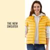imageMartha Stewart Womens Short Sleeve Quilted Down Puffer VestYellow