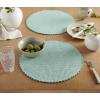 imageMartha Stewart Woven Water Resistant Lindos Placemat Set 6Pack 15quot Round BeigeAqua