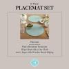 imageMartha Stewart Woven Water Resistant Lindos Placemat Set 6Pack 15quot Round BeigeAqua