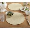 imageMartha Stewart Woven Water Resistant Lindos Placemat Set 6Pack 15quot Round BeigeBeige
