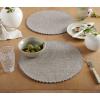 imageMartha Stewart Woven Water Resistant Lindos Placemat Set 6Pack 15quot Round BeigeGray