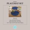 imageMartha Stewart Woven Water Resistant Lindos Placemat Set 6Pack 15quot Round BeigeNavy Blue
