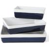 imageMARTHA STEWART 3 Piece Oven to Table Stoneware Bakeware Baking Dish ampamp Casserole Set  RedCobalt Blue