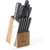 imageMARTHA STEWART Eastwalk 14 Piece High Carbon Stainless Steel Cutlery Kitchen Knife Block Set wABS Triple Riveted Forged Handle Acacia Wood Block  Linen WhiteGray
