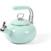 imageMartha Stewart 15Quart Enamel on Steel Carbon Steel Tea Kettle wStainless Steel Handle  Martha Blue