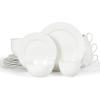 imageMartha Stewart 16 Piece Basket Weave New Bone China Embossed Porcelain Chip and Scratch Resistant Dinnerware SetWhite