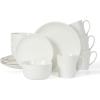 imageMartha Stewart 16 Piece Basket Weave New Bone China Embossed Porcelain Chip and Scratch Resistant Dinnerware SetWhite Basket Weave