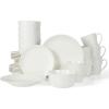imageMartha Stewart 16 Piece Basket Weave New Bone China Embossed Porcelain Chip and Scratch Resistant Dinnerware SetWhite Embossed