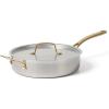 imageMartha Stewart 35 Qt Vintage Triply Stainless Steel Everyday Saut Pan wLid ampamp Gold HandlesStainless Steel w Gold Handles