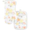 imageMartha Stewart Amber Floral Oven Mitt ampamp Pot Holder Set 2Pack BlueGreen OM 7quotx13quot ampamp PH 7quotx10quotYellowCoral