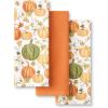 imageMartha Stewart Autumn Harvest Pumpkins Kitchen Towel 3Pack Set 100 Cotton with Absorbent Terrycloth Decorative Kitchen Towels OrangeGreenIvory 16quotx28quotOrangeGreenIvory