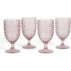 imageMartha Stewart Chauncey 4Pack 142 oz Hobnail Handmade Glass Goblet  PinkPink Hobnail
