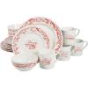 imageMartha Stewart Christmas Plates 12 Piece Decorated Red and White Stoneware Dinnerware SetChristmas Vines