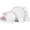 imageMartha Stewart Cliffield 16Piece Porcelain Chip and Scratch Resistant Dinnerware Set  White wBlack RimWhite w Red Rim