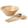 imageMartha Stewart Coban 3 pc 13quot Round Wood Salad Bowl W 2 Servers