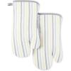imageMartha Stewart Daisy Stripe Oven Mitt Set 2Pack BeigeBrown 7quotx13quotGreyYellow