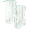 imageMartha Stewart Daisy Stripe Oven Mitt Set 2Pack BeigeBrown 7quotx13quotMint