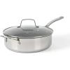 imageMartha Stewart Delaroux Stainless Steel 4Quart PFAs Free Premium Ceramic Nonstick Saute Pan wTempered Glass Lid