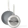 imageMartha Stewart Delaroux Stainless Steel 95quot ampamp 12quot PFAs Free Premium Ceramic Nonstick Fry Pan Set