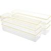 imageMartha Stewart Kerry Plastic Stackable Office Desk Drawer Organizers 6quot x 3quot 6 Pack with Gold Trim12 x 3