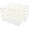imageMartha Stewart Kerry Plastic Stackable Office Desk Drawer Organizers 6quot x 3quot 6 Pack with Gold Trim9 x 3