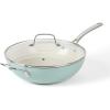 imageMartha Stewart Lockton 12quot Essential Multipurpose Heavy Gauge Aluminum FrypanWok Pan wPFA Free Premium Ceramic Nonstick Interior GreyMartha Blue Essential Pan