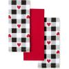 imageMartha Stewart Love Check Gingham Hearts Decorative Kitchen Towels 3Pack Set 100 Cotton Absorbent Valentines Day Dcor BlackWhiteRed 16x28