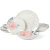 imageMartha Stewart Peony 12 Piece Porcelain Floral Chip and Scratch Resistant Dinnerware SetPeony