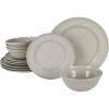 imageMartha Stewart Portillo 12 Piece Reactive Stoneware Dinnerware Set  Sharkey Gray