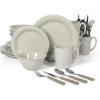 imageMartha Stewart Reedley 32 Piece Stoneware Dinnerware and Flatware Combo Set  BlueGray