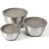 imageMartha Stewart Rhinewell Mirror Polish 6 Piece Stainless Steel Mixing Bowls with Lid and NonSlip Base  Grey