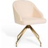 imageMartha Stewart Sora Stationary Swivel Task Chair with Sloped Arms for Home Office in White Boucle with Oil Rubbed Bronze FrameConch Shell FabricPolished Brass Frame