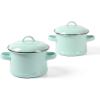 imageMartha Stewart Thayer 64Quart Enamel On Steel Scratch Resistant Dutch Oven wLid  Martha Blue Induction Safe55 Mini Dutch Oven 2Pack