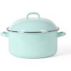 imageMartha Stewart Thayer 64Quart Enamel On Steel Scratch Resistant Dutch Oven wLid  Martha Blue Induction Safe64Quart Dutch Oven