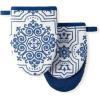 imageMartha Stewart Thin Stripe Mini Oven Mitt 2Pack Set Blue 55quotX8quotStrie Medallion