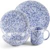 imageMartha Stewart Warham Splatter Handpainted Stoneware Dinnerware Set  Blue Service for 4 16pcs